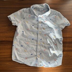 GAP Kids Multicolor Dinosaur Button-Down Shirt Size 18-24 100% Cotton